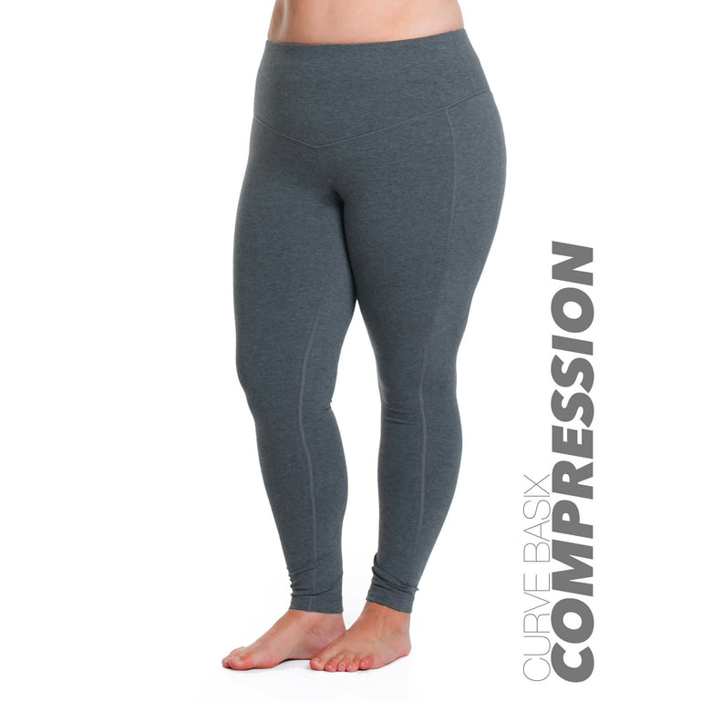 Curve Basix Compression Legging - Rainbeau Curves, 14/16 / Charcoal, activewear, athleisure, fitness, workout, gym, performance, womens, ladies, plus size, curvy, full figured, spandex, cotton, polyester - 1
